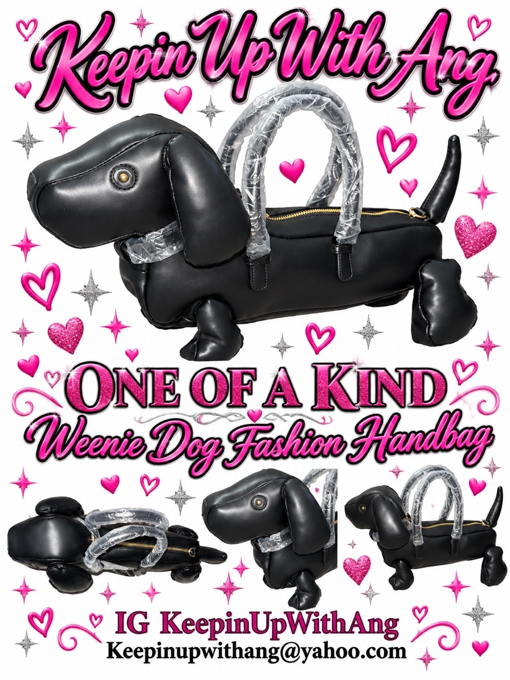 Black Weenie Dog Statement Piece Handbag